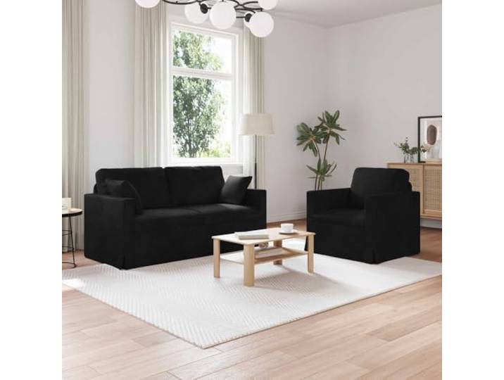 ZQQLVOO Modulares Samtsofa 2er Set Schwarz Metallrahmen, Schaumstoffpolster, vielseitig kombinierbar, pflegeleicht, für Wohnzimmer