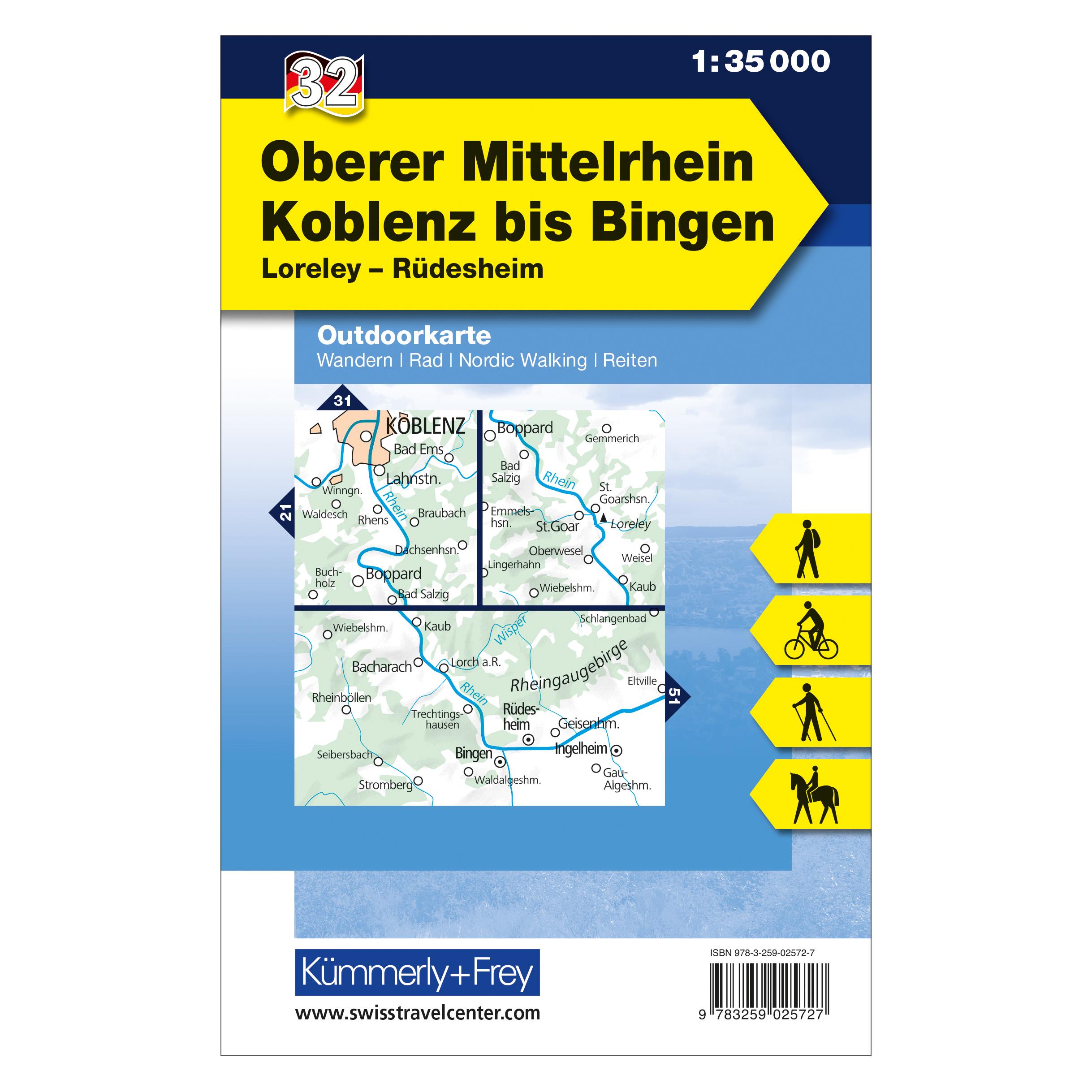 Hallwag Kümmerly+Frey Oberer Mittelrhein,Outdoorkarte (40621395)