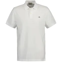 GANT Herren Poloshirt - REGULAR SHIELD, Kurzarm, Knopfleiste, Pique, Stickerei Weiß / 5XL