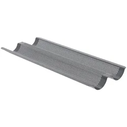 Perforiertes Backblech für 2 Baguettes - Grau Rectangle Inox Antihaftbeschichtet De Buyer 37x16.5 cm