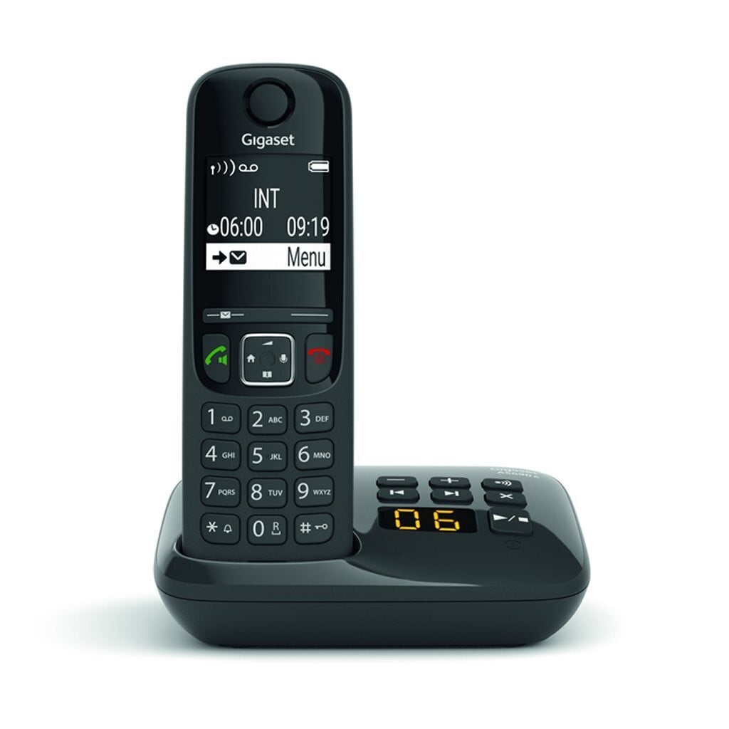 Gigaset AS690A draadloze DECT-telefoon met headset en luidsprekerfunctie, zwart