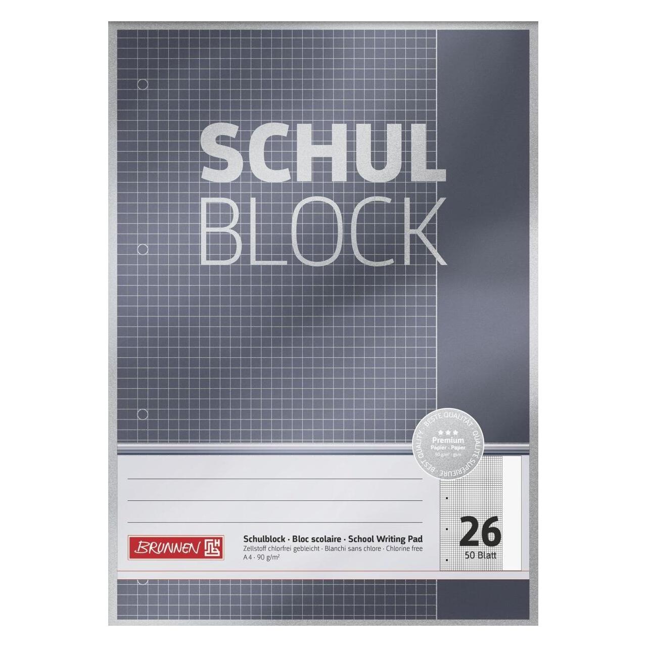 Brunnen Schulblock Premium A4 90g/qm 50 Blatt Lineatur 26 (A4) (1052626)