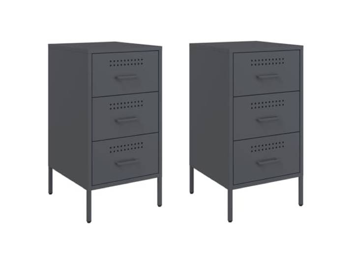 Heofavd Nachttisch 2er Set Anthrazit 36x39x68 cm Metall Schrank