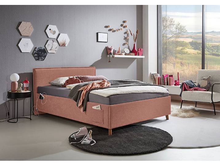 Polsterbett 140 x 200cm mit Lattenrost Pink