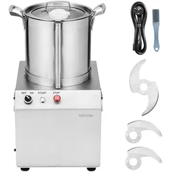 VEVOR Küchenmaschine Gemüsezerkleinerer, 10 L Küchenmaschine aus lebensmittelechtem Edelstahl mit 2 zusätzlichen S-Kurvenklingen, multifunktional zum Zerkleinern von Gemüse Obst Getreide Nüssen