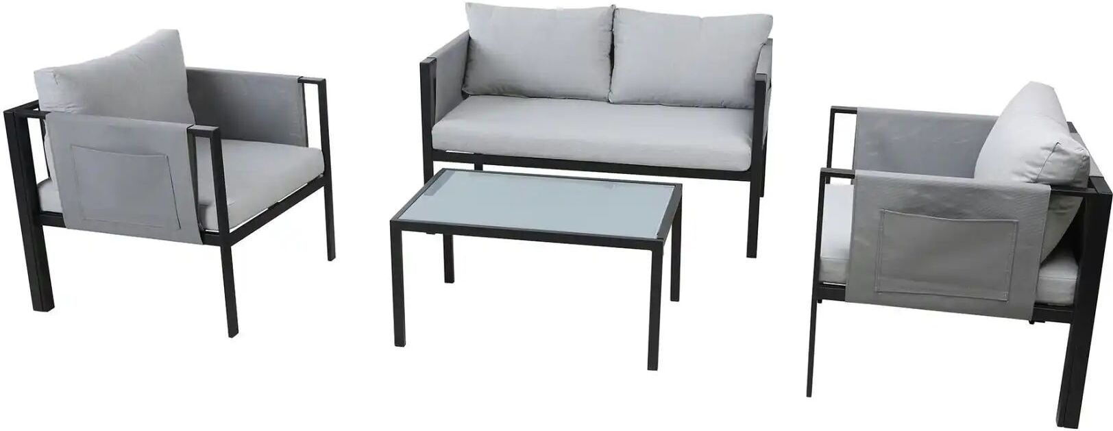 Höffner Gartenmöbel-Set   ¦ grau ¦ Maße (cm): B: 200 H: 108