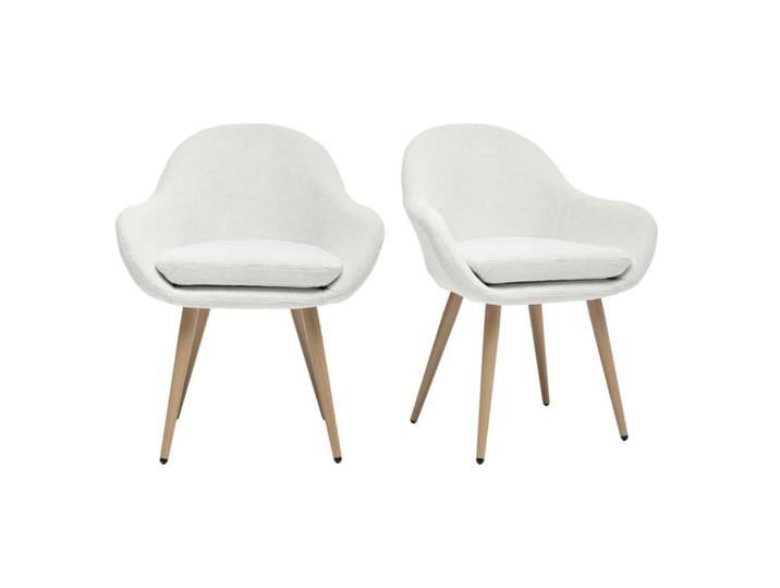 Fauteuil de table en tissu ecru (x2)