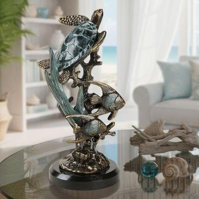 San Pacific Home Sealife Table Sculpture Golden Bronze , Golden Bronze