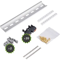 20 Stk. Reihenklemmen-Set inkl. Schrauben, Schiene, Brücke, Nummerierung & Befestigungsfuß