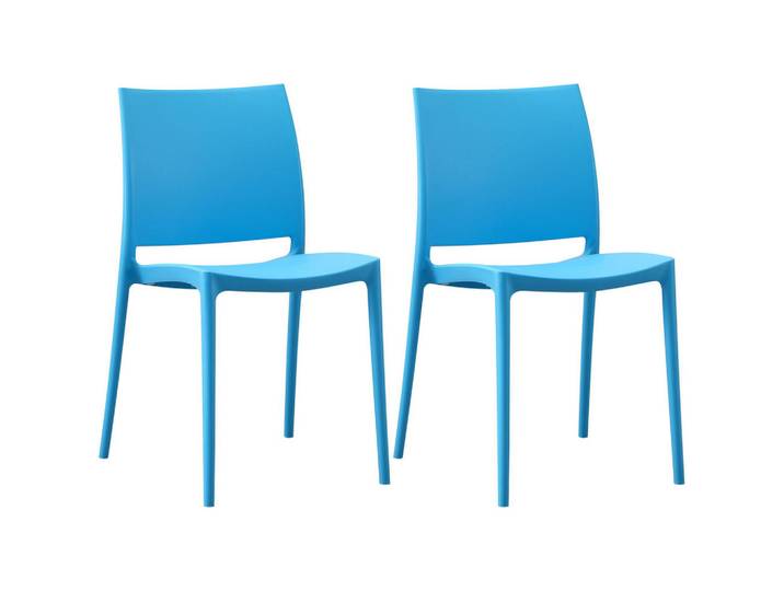 CLP Gartenstuhl 2er Set Kunststoff Blau, 42x81x49 cm, Gartenmöbel, Gartensessel, Gartenstühle