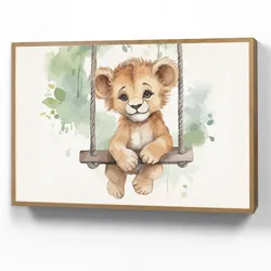 WANDLEUCHTE MIT AKKU Löwe - Tier - Kinder - Dschungel Dimmbar 90x60 cm Wandlampe
