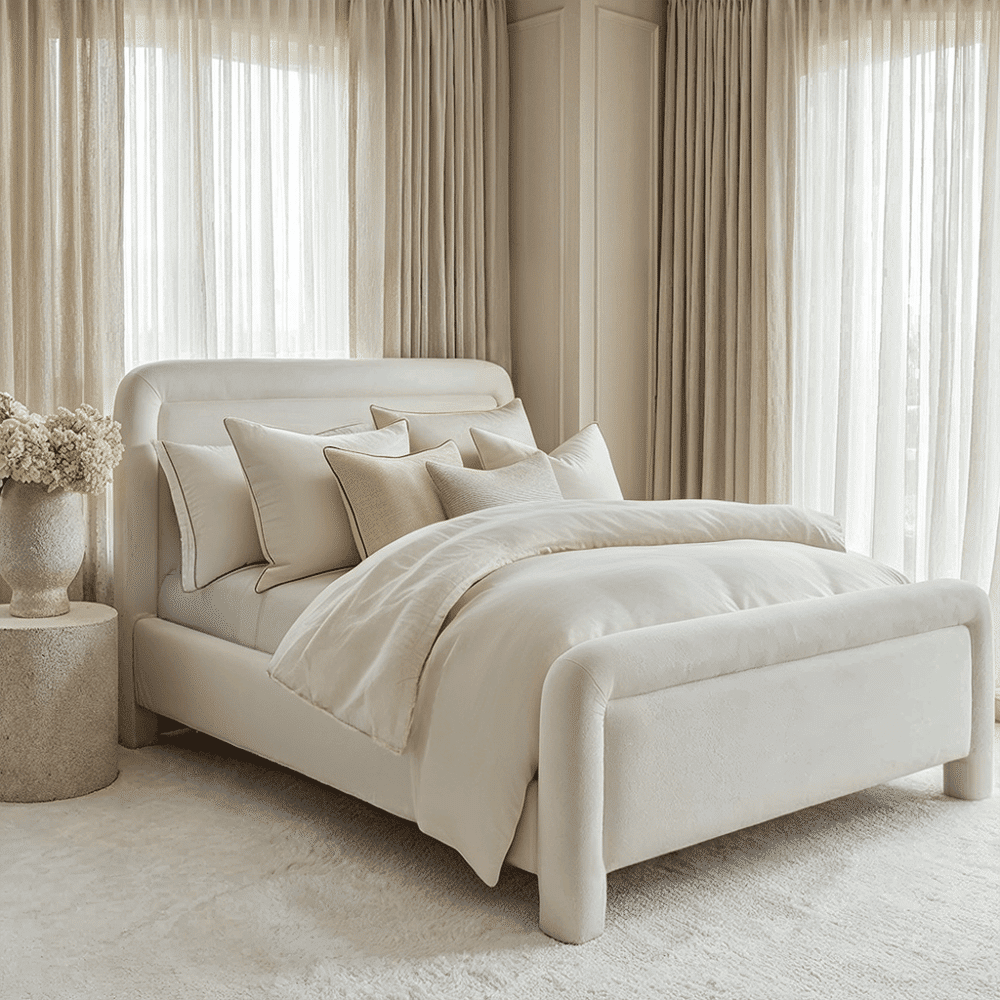 Joel White Velvet Rounded Bed, King