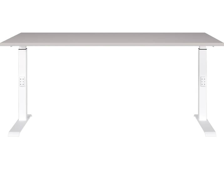 Schreibtisch GERMANIA Downey , braun (kaschmir, weiß, weiß, kaschmir), B:160cm H:91cm T:80cm, Tische, Schreibtisch, höhenverstellbar von 68-91 cm, verfügbar in verschiedenen Breiten