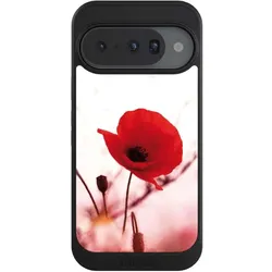 Nivocase Hülle für Google Pixel 10 Handyhülle NIVOcore Case Schwarz Blume Mohnblume Sommer (Google Pixel 10), Smartphone Hülle, Schwarz