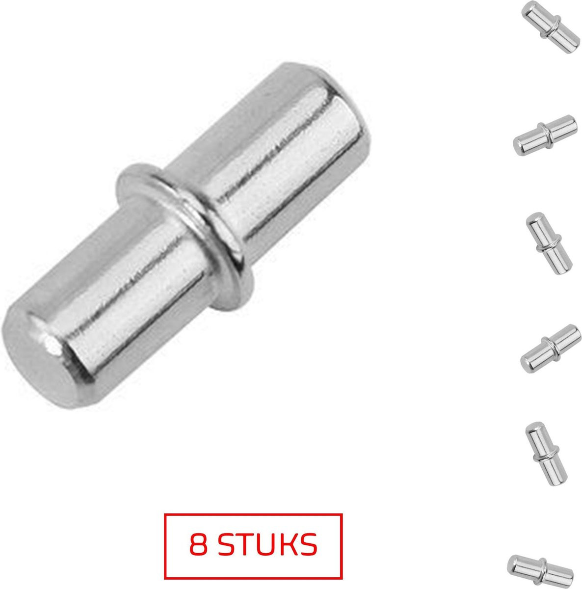 TQ4U Duplo kastplankdrager - Metaal vernikkeld - Ø 5 mm - 8 stuks