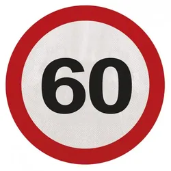 Folat 60. Geburtstag Verkehrsschild 20 Servietten