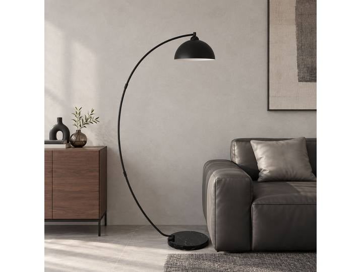 HOMCOM Lampadaire Salon 178cm Abat-Jour Marbre Noir