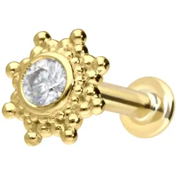 14 Karat Gold Labret mit Push Fit MOISSANIT-SONNE