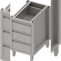 Stalgast Unterschrank Boxversion 2.0, für Beine/Sockelrahmen, mit drei Schubladen 450x640x660 mm