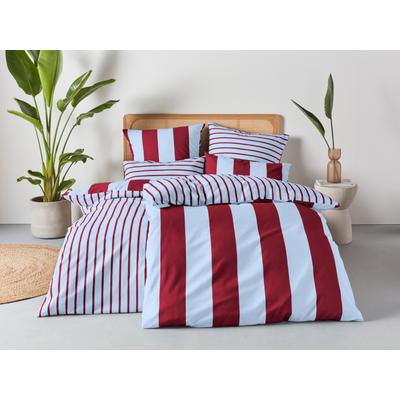 Wendebettwäsche OTTO HOME "Sari Trend", hellblau, rot, B/L: 155cm x 220cm, 1 Stk., 1 Stk., Linon, B/L: 80cm x 80cm, 2, Linon, Obermaterial: 100% Baumwolle, Bettwäsche, Wendebettwäsche, ab Gr. 135/200 cm, Bettwäsche in modernen Farben, trendig