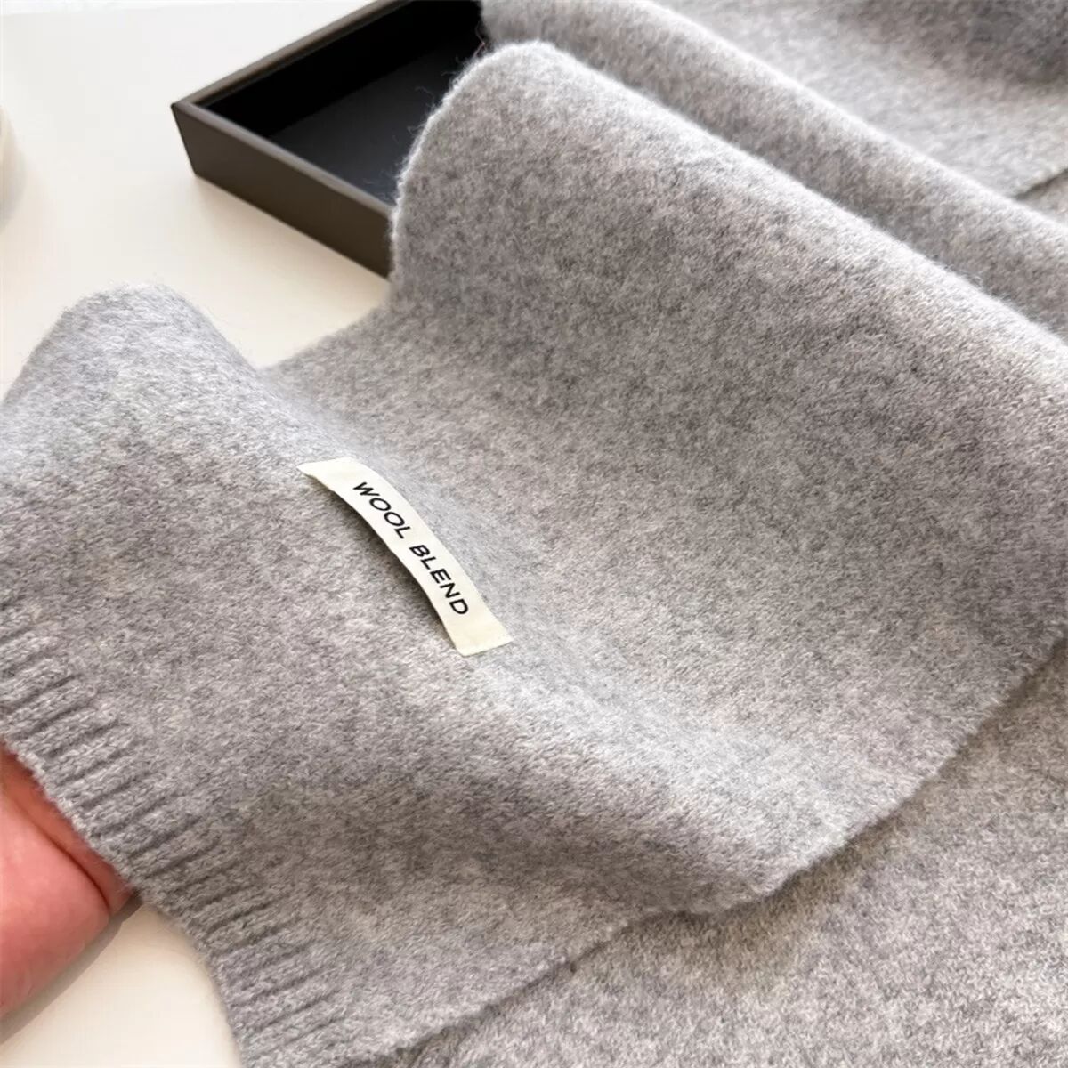 INF Écharpe Châle Chaude Automne Hiver - Tricot Polyester Couleur Unie Gris