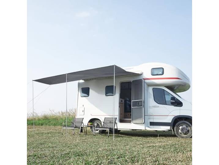 pro.tec Wohnwagen Vordach Beuningen Wohnmobil wasserdicht Sonnensegel 400 x 240 x 235 cm Markise Vorzelt für Caravane Camping Grau