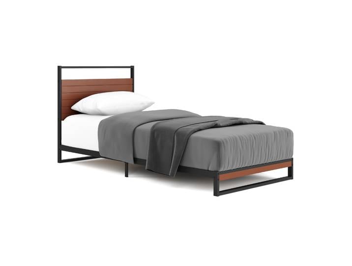 Metallbett INGRID 90 x 200 cm schwarz/natur