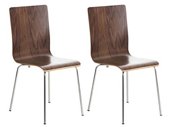 CLP 2er-Set Wartezimmerstuhl Pepe mit ergonomisch geformten Holzsitz und Metallgestell I 2X Konferenzstuhl I erhältlich Farbe walnuss