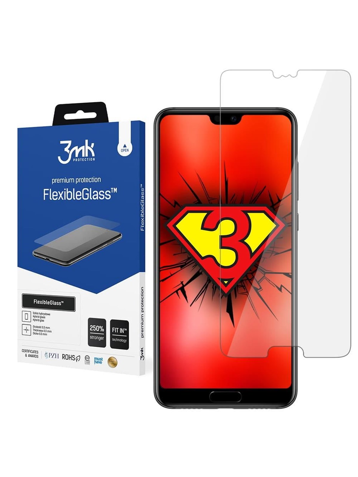 3mk FlexibleGlass hybrid glass on Huawei P20 Pro
