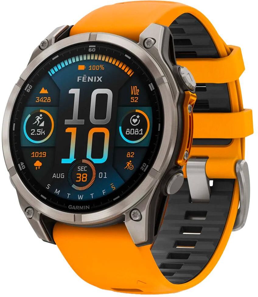 Garmin  - Fenix 8 Amoled Sapphire Titanium Orange Graphite - 47 - Montres GPS