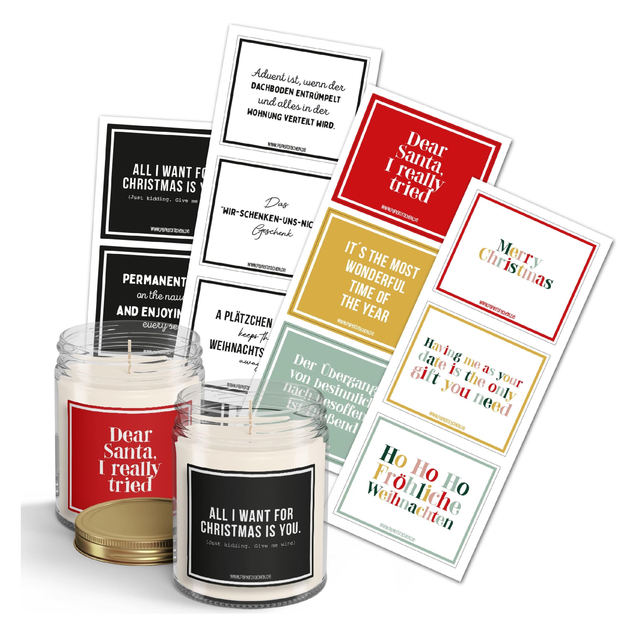 Papierdrachen 12 Kerzenglas-Sticker WEIHNACHTEN (12 Sticker) (77420691)
