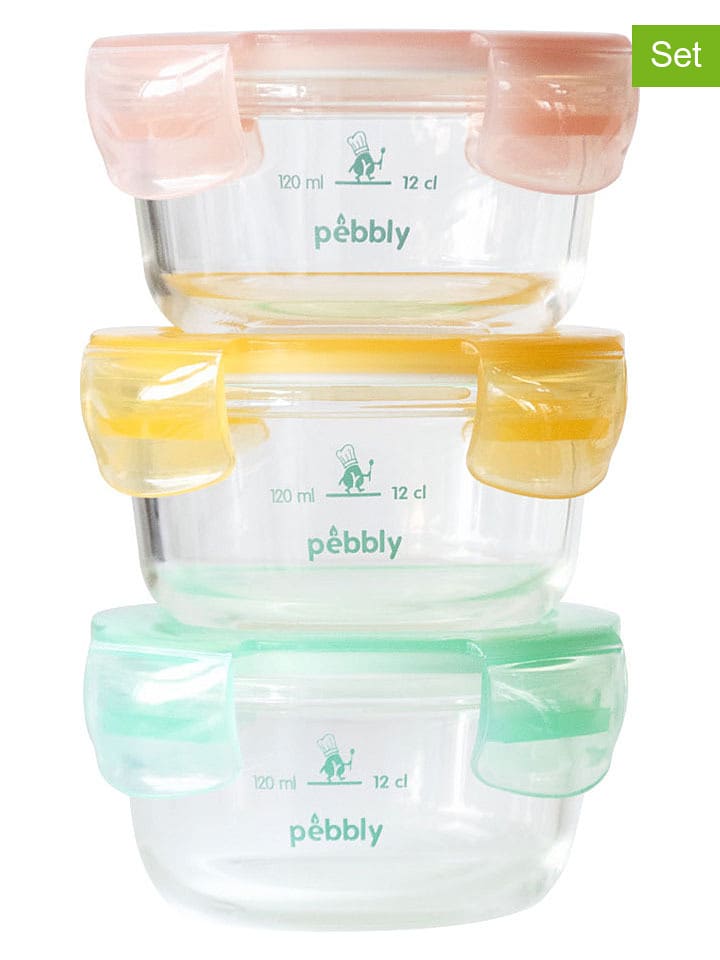 Pebbly 3er-Set: Vorratsgläser in Rosa/ Gelb/ Türkis - 240 ml - onesize