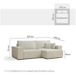 maison de rêve Ecksofa   ¦ grau ¦ Maße (cm): B: 255 H: 70