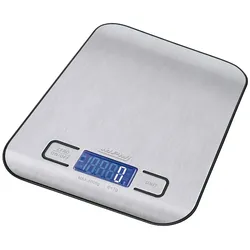 MPM MWK-02M Digitale Küchenwaage Extra Flat, Edelstahl, Genauigkeit 1g, bis zu 5 kg, Tara-Funktion, Silber