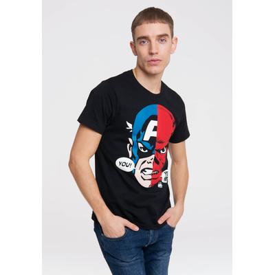 T-Shirt LOGOSHIRT "Marvel - Captain America & Red Skull", Herren, Gr. S, schwarz, 100% Baumwolle, bedruckt, normal, Rundhals, Shirts T-Shirt, mit Captain America-Motiv