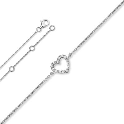 Silberarmband ONE ELEMENT "Zirkonia Herz Armband aus 925 Silber 18 cm", silber, Armbänder, Damen, Silber 925 (Sterlingsilber), Silberarmband, Herzanhänger – Ausdruck von Liebe, perfekt zum Verschenken