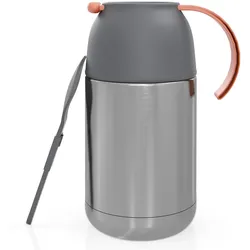 Intirilife Thermobehälter mit 650ml Kapazität - 10 x 19 cm - Für warme und kalte Speisen Suppen Lunch Edelstahl Isolierbehälter