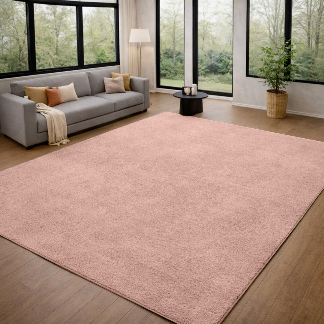 Fairmont Park Solid Color Machine Tufted Pashmina Area Rug. Pink Rectangle 160 x 230 cm