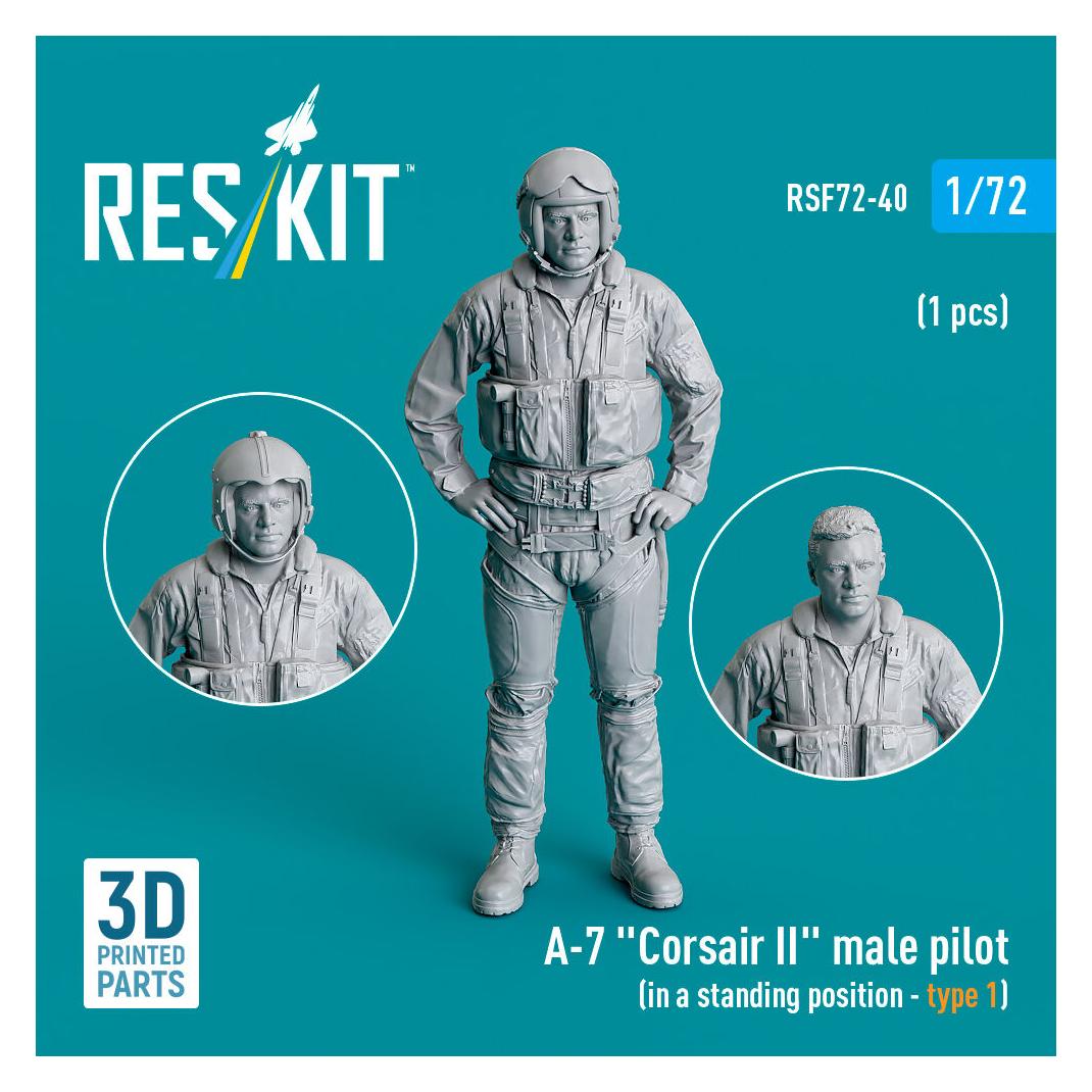 ResKit A-7 Corsair II male pilot (in a standing position - type 1) (1 pcs) (3D Printed) (RSF72-0040)