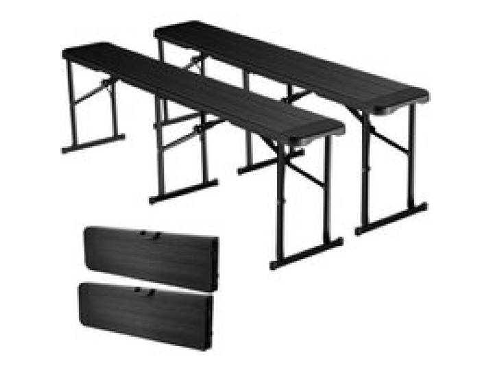 VEVOR tragbare Mannschaftsbank Sitzbank Campingbank 182cm, Klappbank für Picknicks Partys Camping Essen, Bierbank aus HDPE (150 kg belastbar pro Sitz) 2-tlg. Partybank mit 2 Tragetaschen, Schwarz