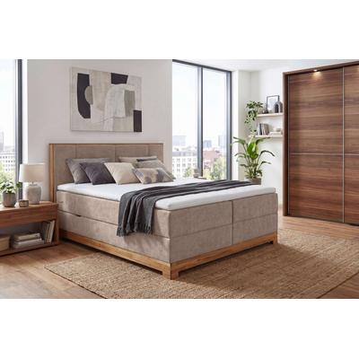 Boxbett OTTO HOME "Fennor, Doppelbett, Polsterbett, Federkernbett, Komforbett, 160/180 cm", braun, B:166cm L:213cm, 100% PES, Komplettbetten, Boxbett: 5-Z-Taschenfederkern im Unterbau, Härtegrad 3, inkl. Topper