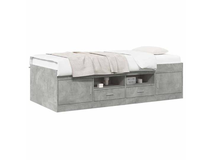 Lit chambre - Gris - Cadre de lit - avec rangement avec tiroir Gris béton 80x200 cm_5347