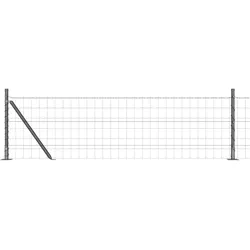 vidaXL Zaun mit Pfosten Grau 0.4 x 50 m Stahl