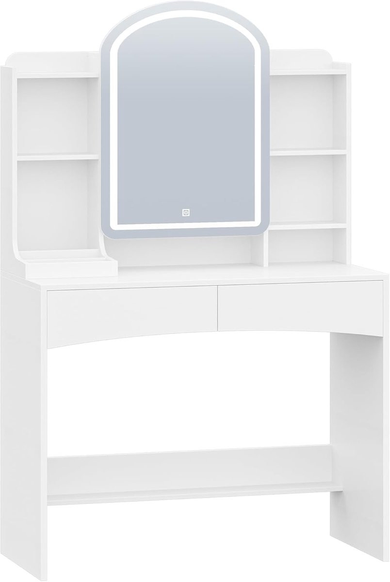 HILINSIE Make-uptafel met ledverlichting in 3 kleuren, wit