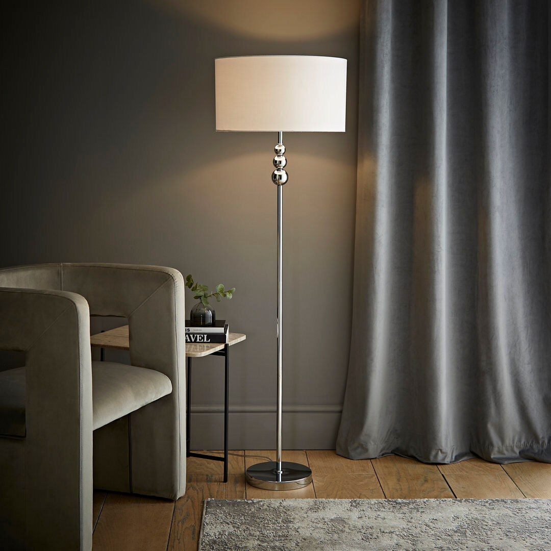 Rosdorf Park Randalia 145 H cm Traditional Floor Lamp White/Chrome 145cm H X 45cm W X 45cm D