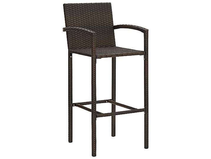 HBBMGYD Barhocker, 2 Stück, Braun, Kunstharz, geflochten Polyrattan, pulverbeschichteter Stahlrahmen, Armlehnen, Fußstütze, Verwendung im Innen- und Außenbereich
