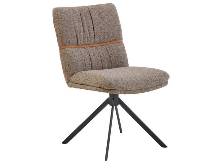Valdera Stuhl, Kupfer, Grau, Metall, Stativgestell, 49x86x63 cm, Beinauswahl, Stoffauswahl, Sitzfläche 360° drehbar, automatische Rückholfunktion, Esszimmer, Stühle, Esszimmerstühle, Vierfußstühle
