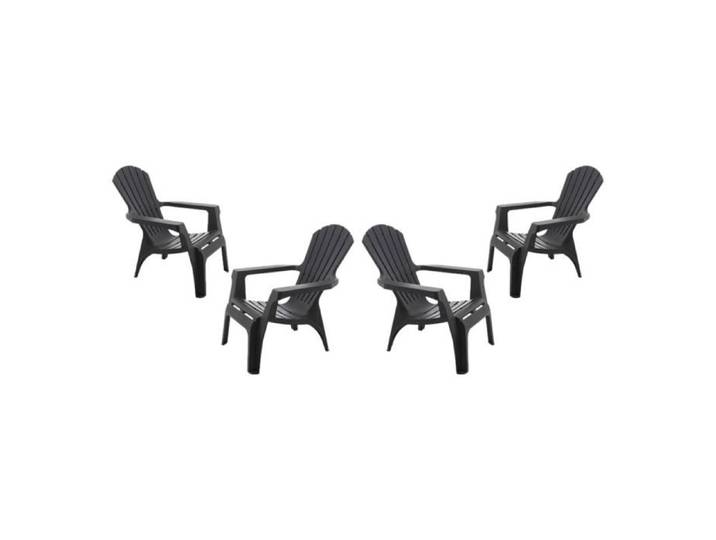 Fauteuil Adirondack résine polypropylène Wilsa Garden - Anthracite - 4 Fauteuils Adirondack