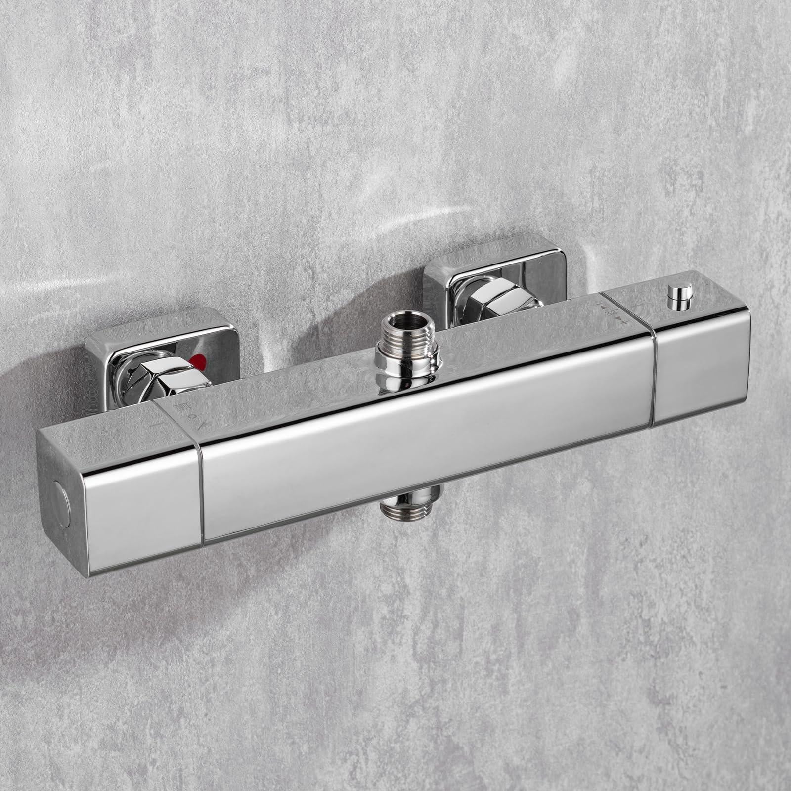 Dripio Thermostatische douchekraan met wandmontage, 2 uitgangen, chroom