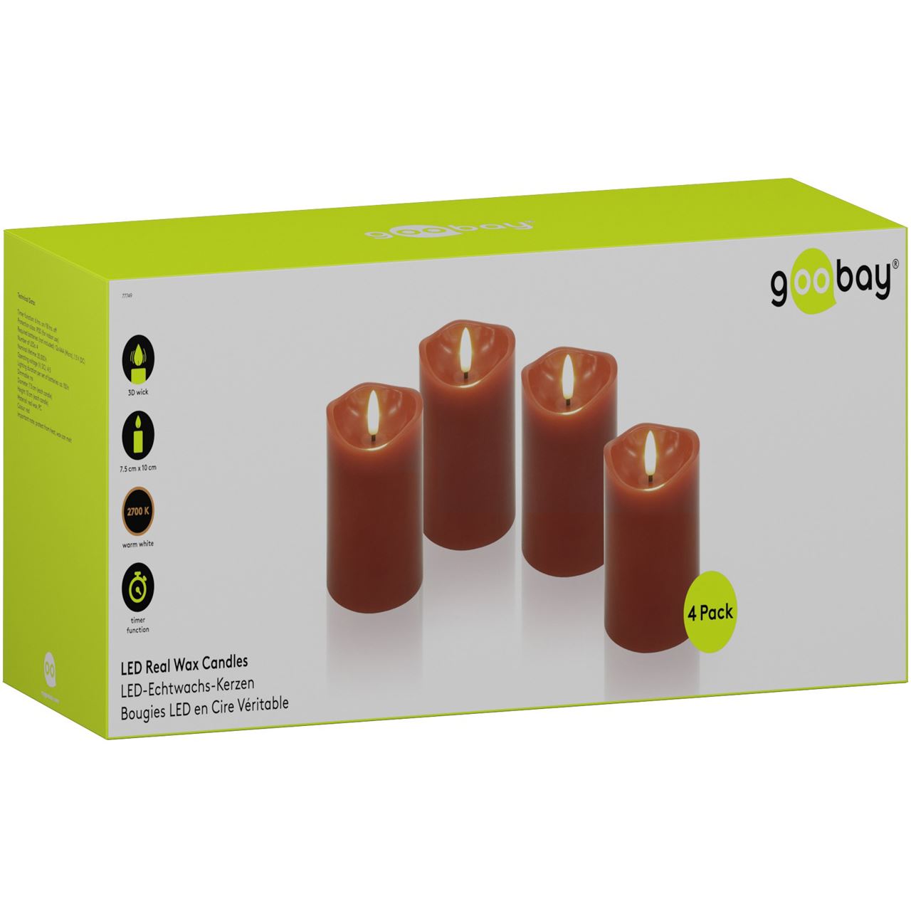 goobay LED-Kerzen rot, 4 St.